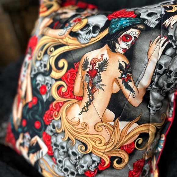 20x20 Handmade Day of the Dead inspired throw pillow covers! - Picture 1 of 7